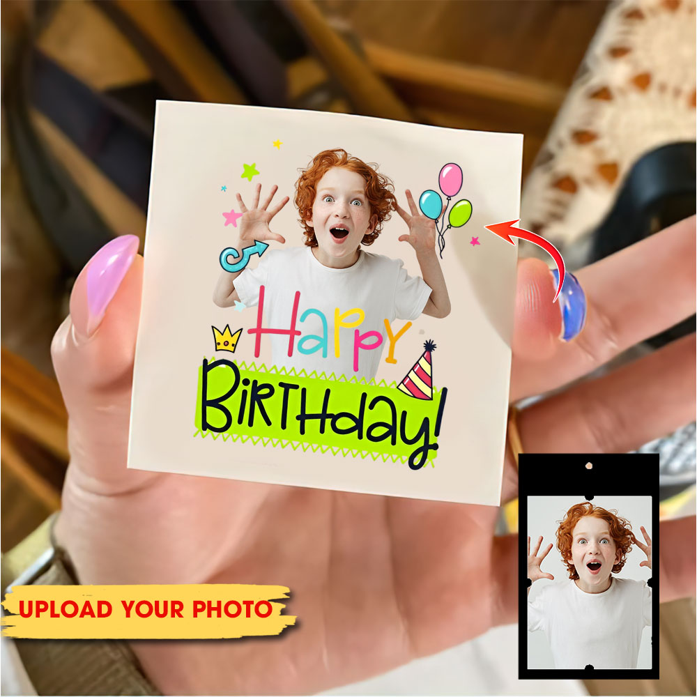 Birthday Gift Box Custom Photo And Text Temporary Tattoo, Personalized Tattoo, Fake Tattoo