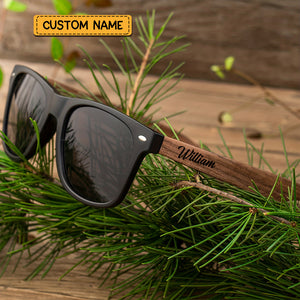 Personalized Sunnies Bamboo Wooden Square Sunglasses Custom Fashion Rivet Decor Sun Shades, Gift For Men Father Husband Groomsmen