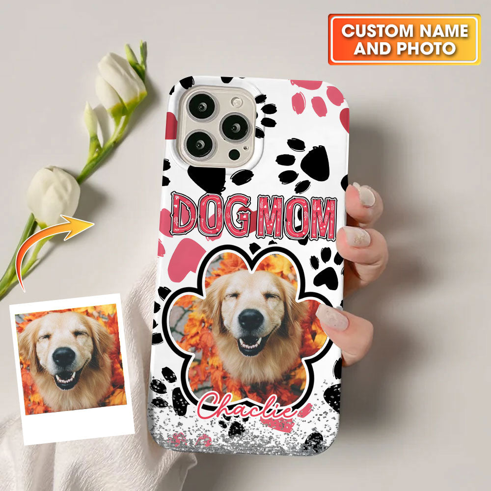 Dog Mom Custom Photo And Name Phone Case - Personalized Phone Case, Dog Lover Gift