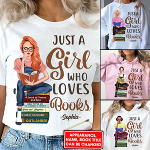 Just A Girl Who Loves Books - Custom Appearance And Name - Personalized T-Shirt