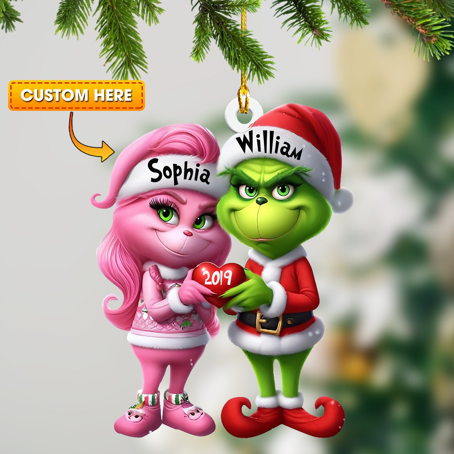 ELF Couple Christmas Ornament, Personalized Ornament