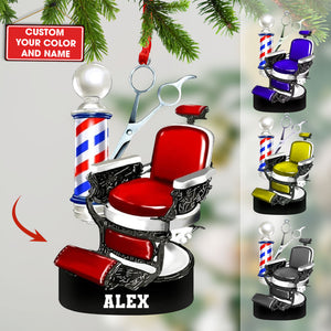 Custom Barber Chair Ornament, Personalized Ornament