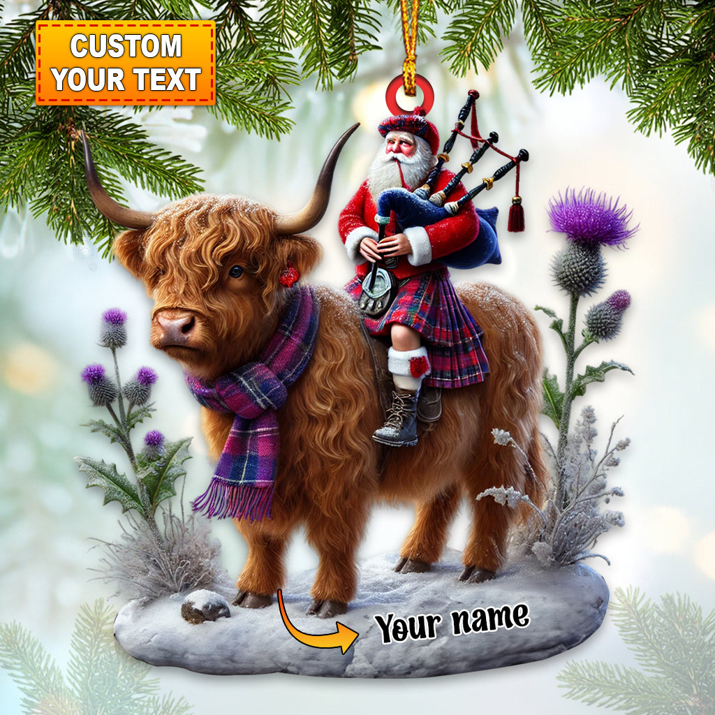 Funny Highland Cow Christmas Ornament, Personalized Ornament