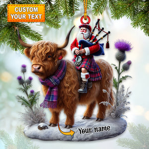 Funny Highland Cow Christmas Ornament, Personalized Ornament