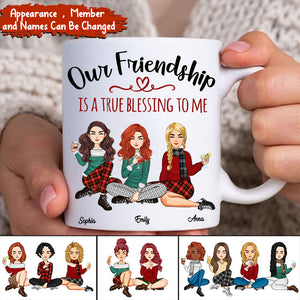 Our Friendship Is A True Blessing To Me - Custom Appearances And Names, Personalized White Mug, Gift For Her