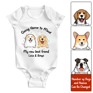 Going Home To Meet My New Best Friend - Custom Pet And Name - Personalized Baby Onesie - Gift For Pet Lover