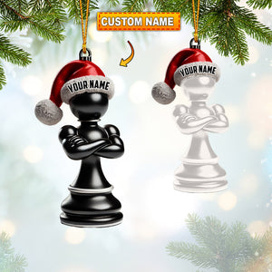 Black And White Chess Christmas Ornament, Personalized Ornament