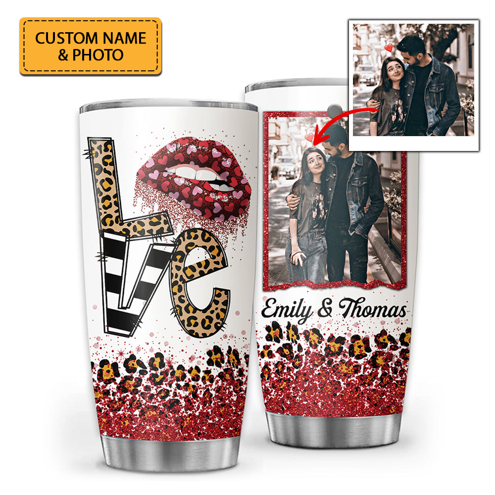 Love Couple Photo, Custom Photo And Names, Personalized Tumbler, Gift For Couple