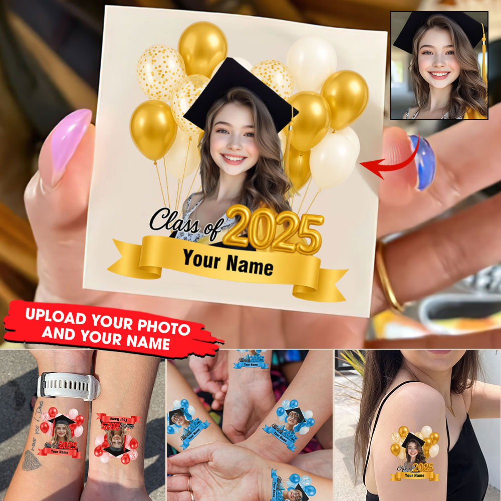Class Of 2025 Graduation Tattoo Gift, Custom Temporary Tattoo, Personalized Tattoo, Fake Tattoo