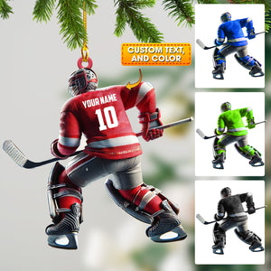 Hockey Player Christmas Ornament, Personalized Ornament