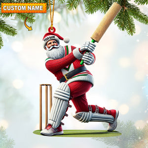 Cricket Ball Santa Pose Christmas Ornament, Personalized Ornament