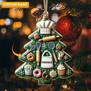 Custom Name Ornament, Christmas Kitchen Tree