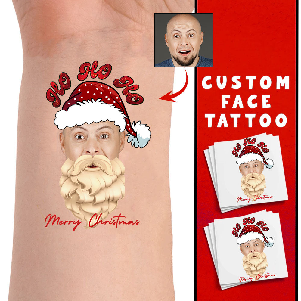 Santa, Custom Photo And Text Temporary Tattoo, Personalized Tattoo, Fake Tattoo