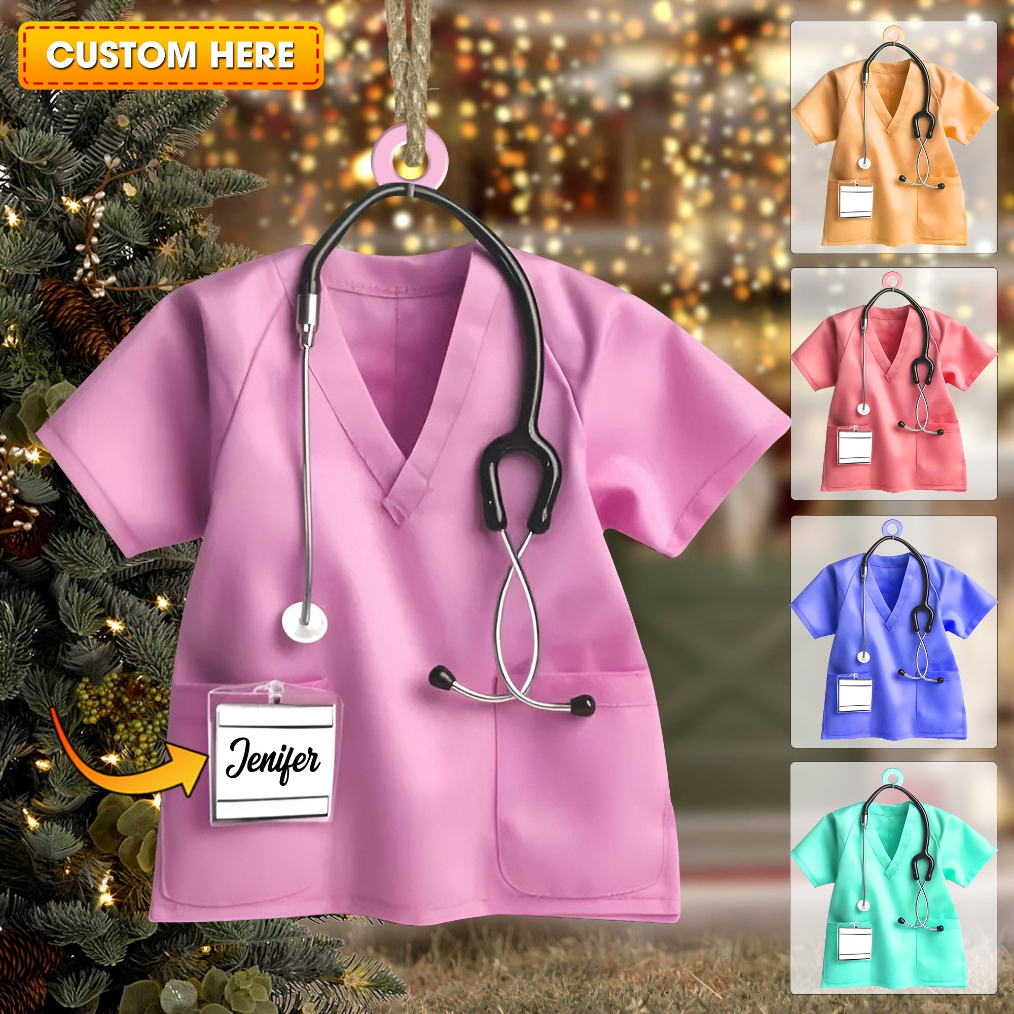 Custom Ornament, Nurse Shirt Shape Ornament, Christmas Decor