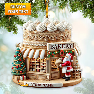 Santa Bakery Christmas Ornament, Personalized Ornament