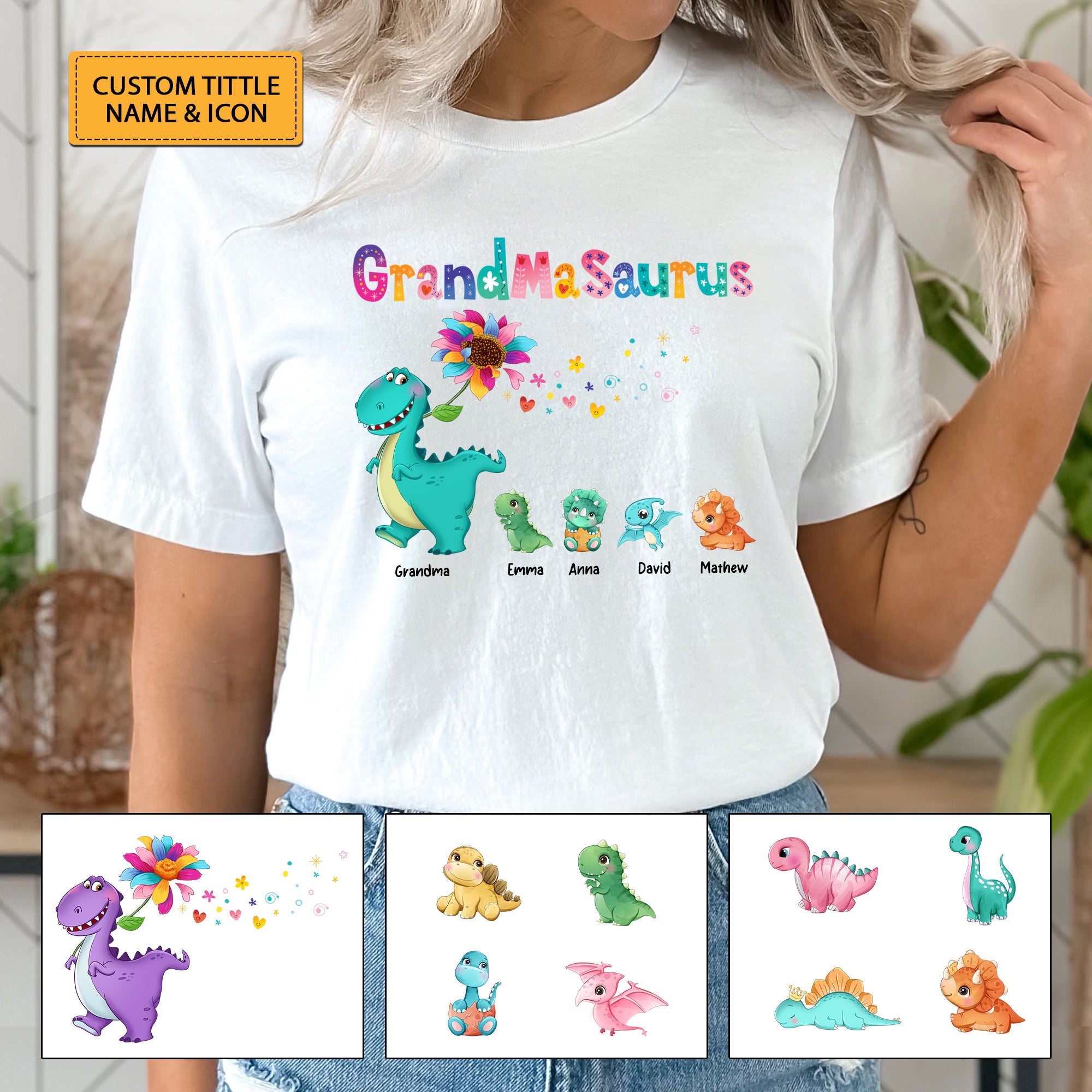 Family Dinosaurus - Custom Appearances And Names - Personalized T-Shirt - Family Gift