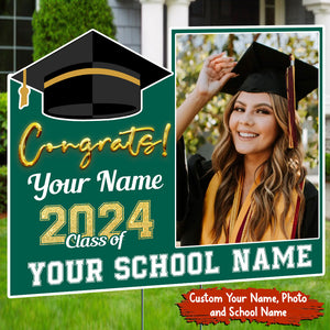 Graduation Gift, Congrats Class Of 2024 - Custom Photo And Texts Graduation Lawn Sign, Yard Sign