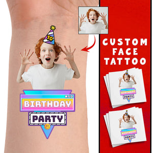 Birthday Rainbow Color, Custom Photo And Text Temporary Tattoo, Personalized Tattoo, Fake Tattoo