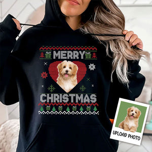 Merry Christmas Pet Red Heart- Christmas Gift For Pet Lovers - Personalized Dark Color Sweatshirt