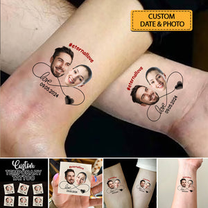 Enternallove Tattoo, Custom Face Photo And Texts Temporary Tattoo, Personalized Party Tattoo, Fake Tattoo