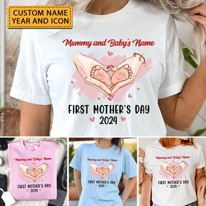 Happy First Mother's Day - Custom Mom And Baby Skin, Custom Texts - Personalized T-Shirt - Family Gift, Mother's Day Gift