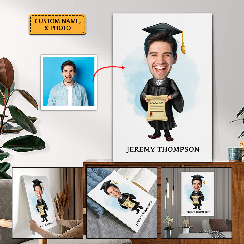 Congrats Graduation - Personalized Photo And Name Canvas - Graduation Gift