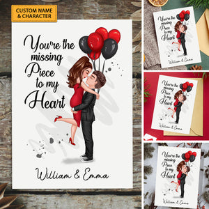 You Are Missing Piece To My Heart, Custom Appearances And Names - Personalized Valentine Card, Couple Gift