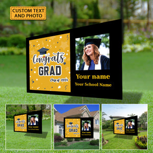 Congrats Grad, Custom Photo And Texts - Personalized Lawn Sign, Yard Sign, Graduation Gift, College Graduation