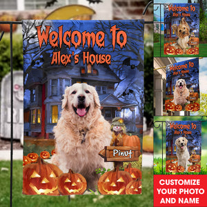 Halloween Flag - Personalized Pet Photo And Name Flag - Gift For Pet Lovers, Halloween Gift