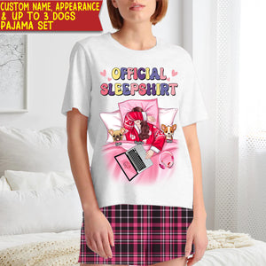 Official Sleepshirt Woman & Dogs- Custom Appearances And Names - Personalized Pajamas Shirt