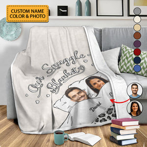 Our Snuggle Blanket, Head Cut - Custom Photos And Names - Personalized Fleece Blanket, Gift For Family, Couple Gift