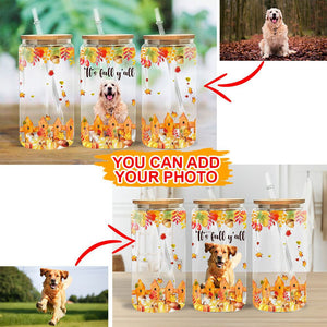 Personalized Autumn Dog Glass Bottle, Frosted Bottle