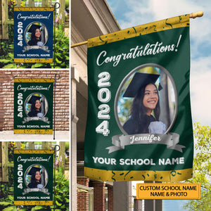 Congratulations 2024 - Custom Photo And Texts Graduation Flag, Gift For Graduation