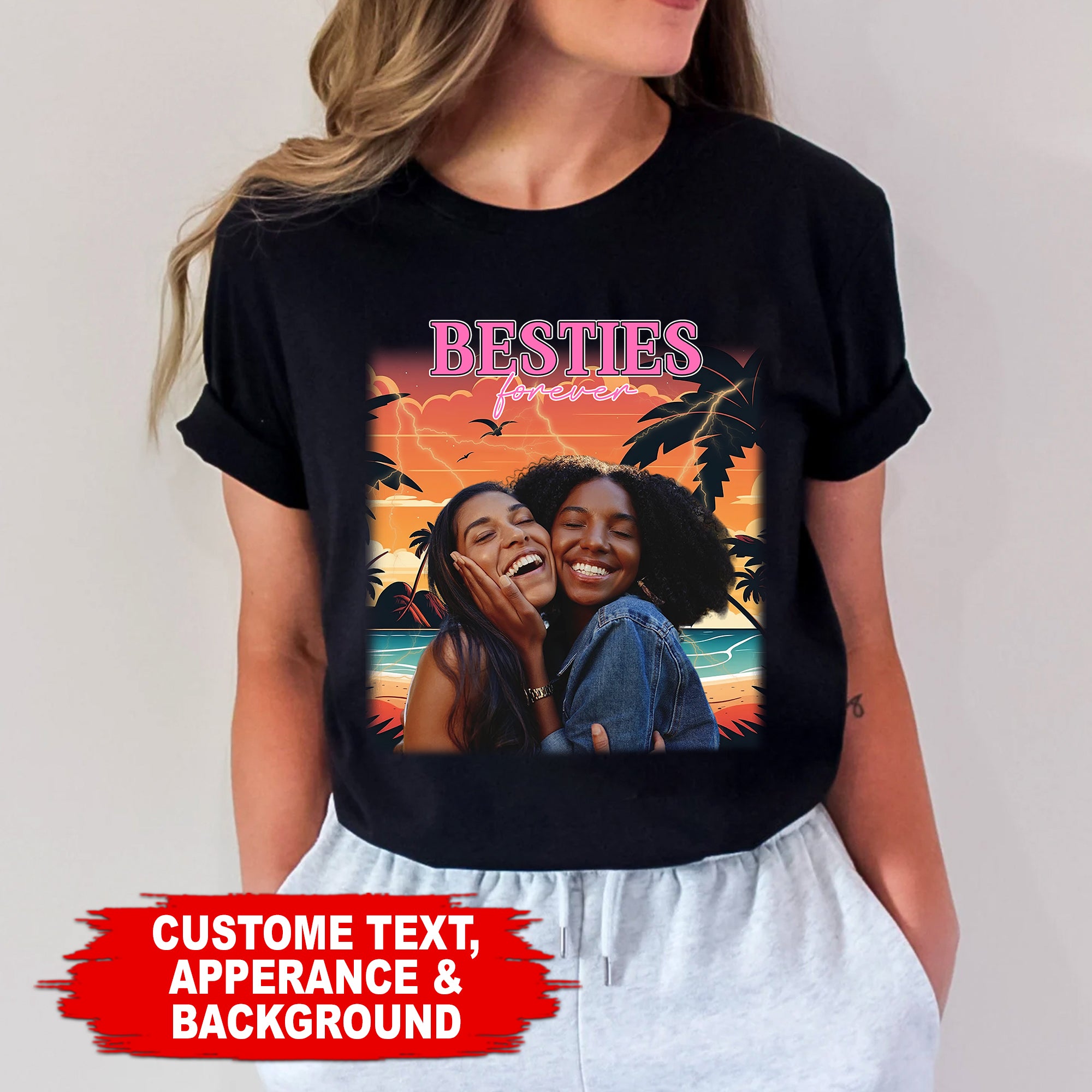 Retro Vintage Portrait Bootleg Shirt  - Custom Photo & Text - Personalized T-Shirt - Family Gift, Gift For Friend