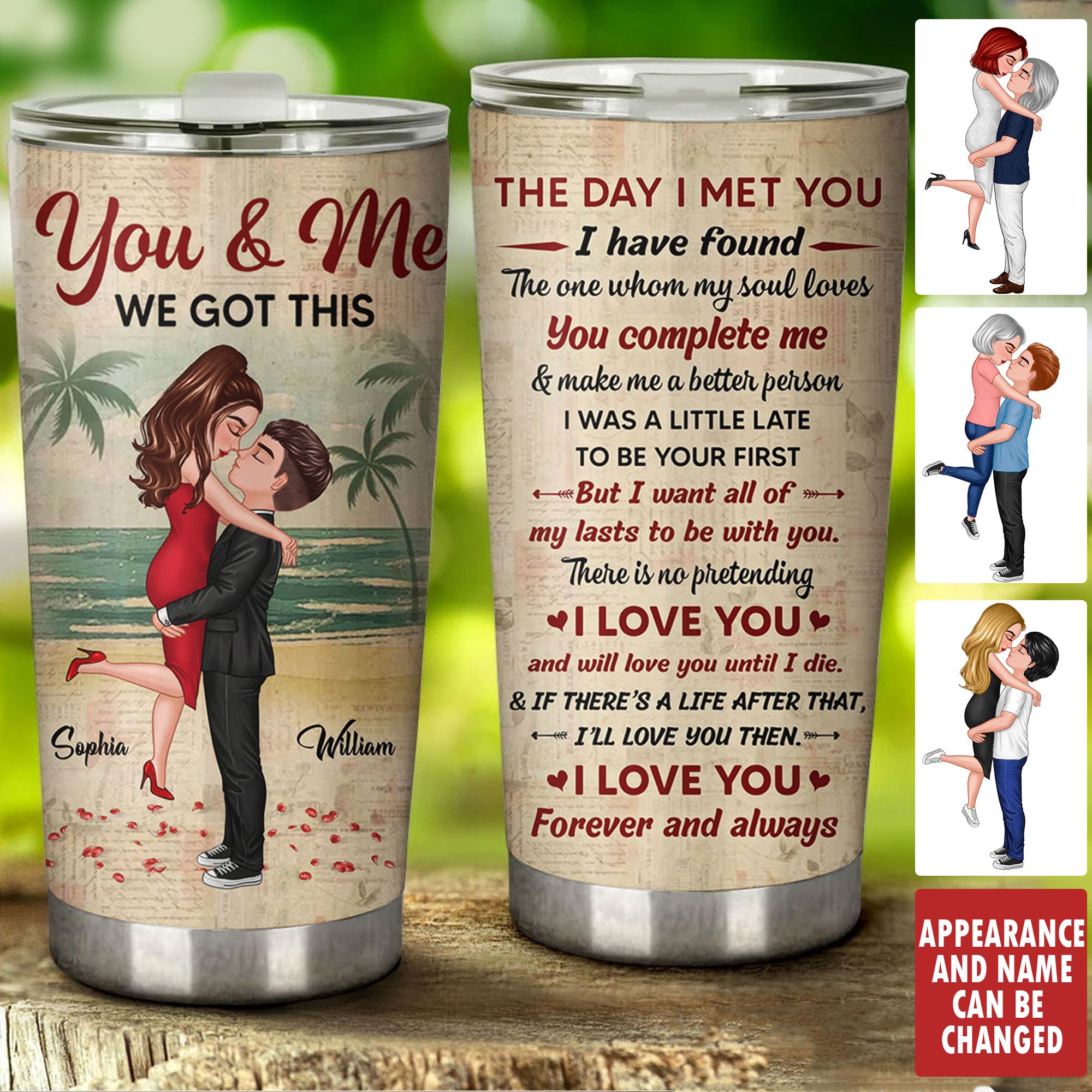 Kissing Couple You And Me We Got This, Custom Appearances And Texts, Personalized Tumbler, Gift For Couple