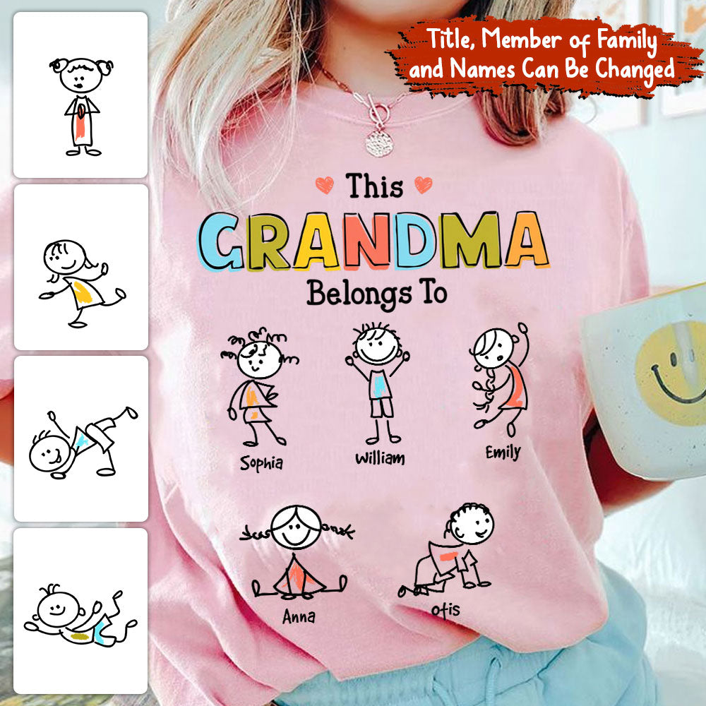 This Grandma Belongs To Sticky Kid - Custom Kid And Name - Personalized T-Shirt - Family Gift