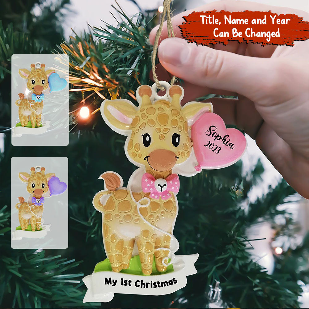 Baby Deer First Christmas Kid , Custom Appearance And Name- Personalized Ceramic Ornament - Gift For Christmas, Gift For Family