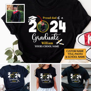 2024 Graduate, Custom Photo And Texts - Gift For Graduation - Personalized T-Shirt