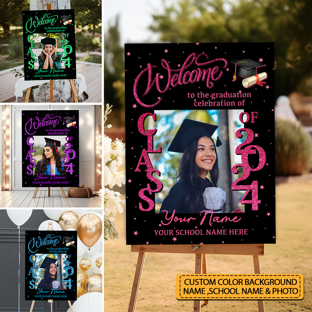 Welcome Graduation Party 2024 Custom Party Welcome Sign - Custom Photo Grad Party Sign - Personalized Graduation Decoration - Graduation Sign