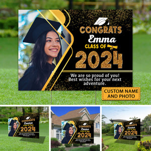 Congrats Class Of 2024, Custom Name And Photo, Personalized Lawn Sign, Yard Sign, Gift For Graduation