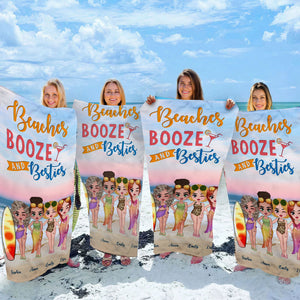 Besties Trip - Girls Trip - Personalized Beach Towels - Beaches Booze and Besties - Gift For Best Friends