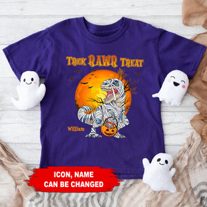 Trick Rawr Treat - Custom Character & Name - Personalized T-Shirt - Halloween Family Gift