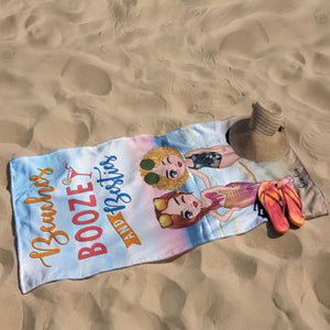 Besties Trip - Girls Trip - Personalized Beach Towels - Beaches Booze and Besties - Gift For Best Friends