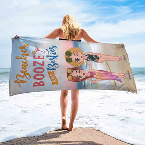 Besties Trip - Girls Trip - Personalized Beach Towels - Beaches Booze and Besties - Gift For Best Friends