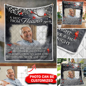 A Hug From Heaven, Custom Photo, Personalized Fleece Blanket