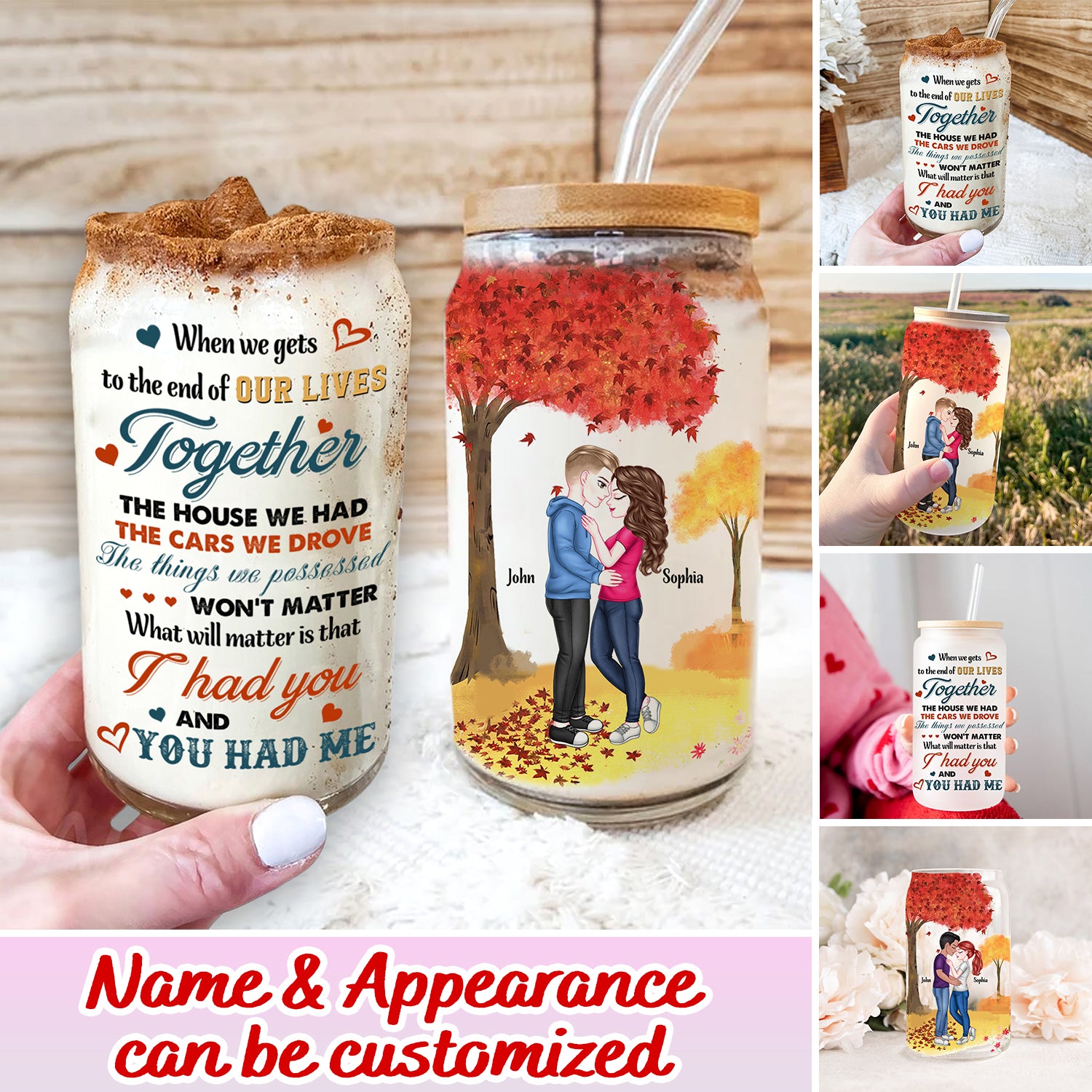 When We Get To The End Of Our Lives Together - Custom Appearances And Names - Personalized Glass Bottle, Frosted Bottle, Gift For Couple