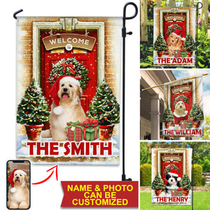 Welcome To Pet Christmas House - Custom Pet Photo And Name Flag - Christmas Gift, Gift For Pet Lovers