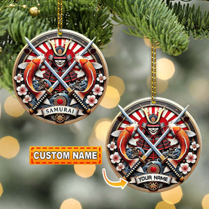 Custom Name Japan Samurai Ornament, Christmas Gift for Samurai Lover