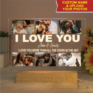 I Love You More Than All The Stars In The Sky, Custom Photo And Text, Personalized Acrylic LED Light