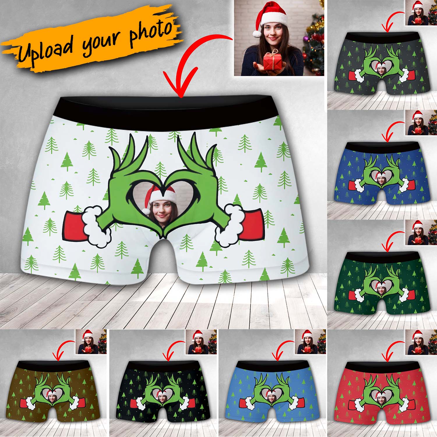 Custom Photo, Personalized Boxer Shorts - Gift For Family, Gift For Couple, Christmas Decor